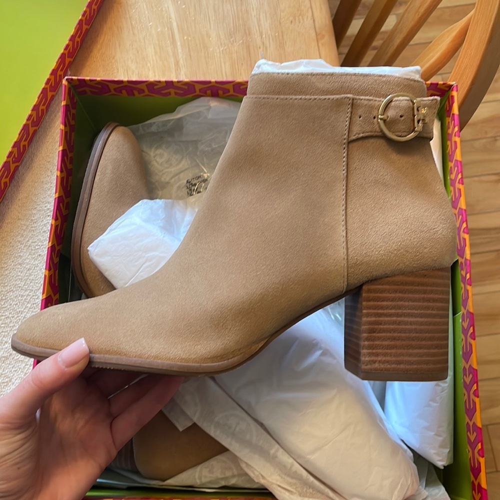 Tory Burch brand new in box never worn Sofia 65 mm suede bootie
